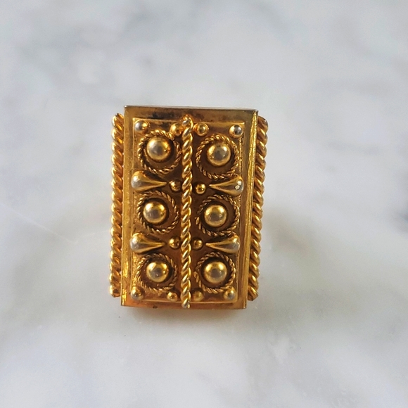 1960s Gold Filled Ring  Vintage Bold Modernist Ring - Picture 3 of 5